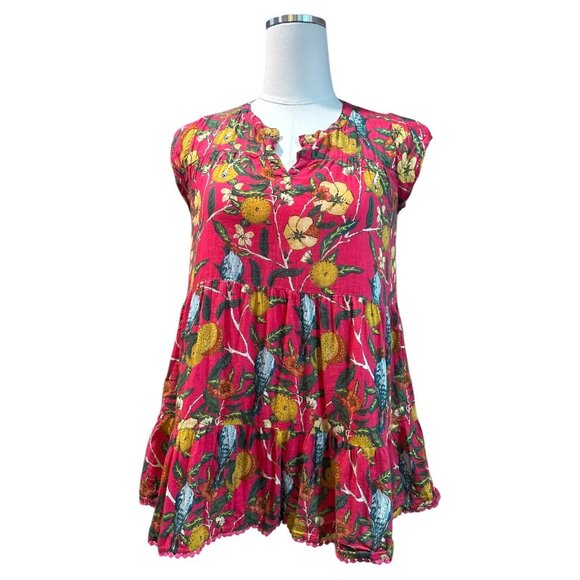 Roller Rabbit Girls Size 12 Dress 100% Cotton Bird Print Tiered Casual Playwear - Picture 1 of 14
